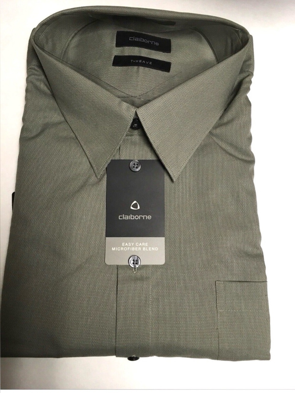 NWT MEN'S CLAIBORNE BUTTON DOWN easy care microfiber blend SHIRT LONG SLEEVES L
